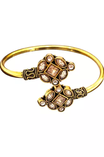 Gold plated geometric clear adjustable kada bracelet