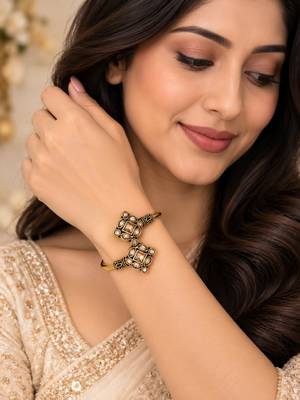 Gold plated geometric clear adjustable kada bracelet 5