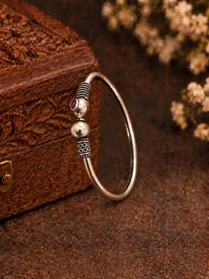 German silver snakehead wine stone adjustable kada bracelet 1