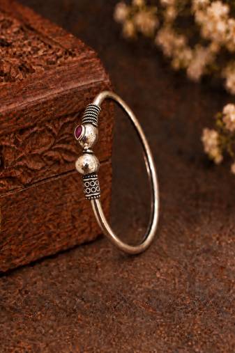 German silver snakehead wine stone adjustable kada bracelet