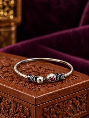 German silver snakehead wine stone adjustable kada bracelet 2