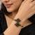 Gold plated geometric black adjustable kada bracelet
