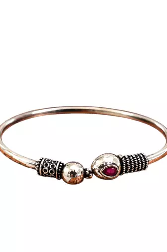 German silver snakehead wine stone adjustable kada bracelet