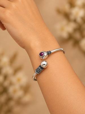 German silver snakehead wine stone adjustable kada bracelet 4