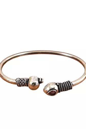 German silver snakehead pink stone adjustable kada bracelet