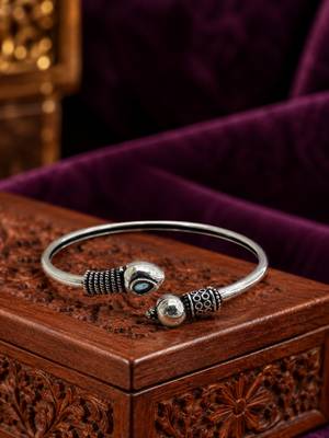 German silver snakehead mint green stone adjustable kada bracelet 2