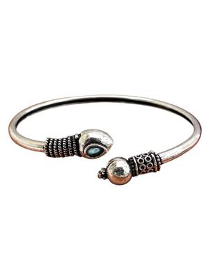 German silver snakehead mint green stone adjustable kada bracelet 3