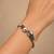 German silver snakehead mint green stone adjustable kada bracelet