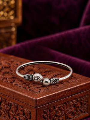 German silver snakehead clear stone adjustable kada bracelet 2