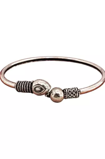 German silver snakehead clear stone adjustable kada bracelet