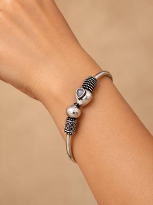 German silver snakehead clear stone adjustable kada bracelet 4