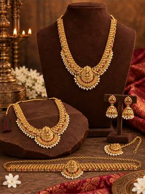 South indian temple combo jewellery set with kamarbandh 2