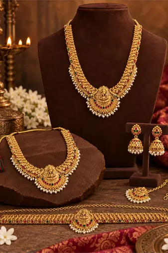 South indian temple combo jewellery set with kamarbandh