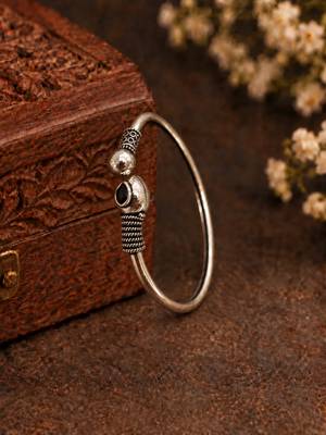 German silver snakehead black stone adjustable kada bracelet 1