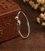 German silver snakehead black stone adjustable kada bracelet