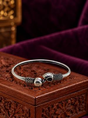German silver snakehead black stone adjustable kada bracelet 2