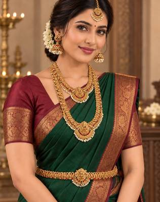 South indian temple combo jewellery set with kamarbandh 5