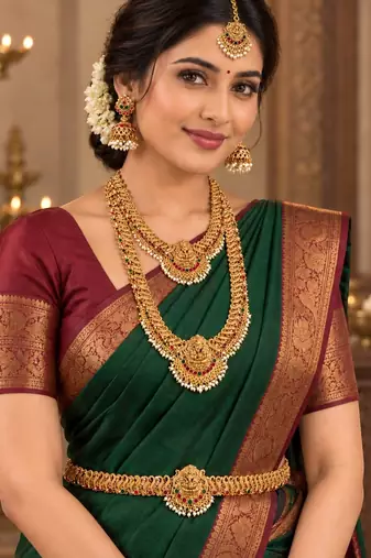 South indian temple combo jewellery set with kamarbandh