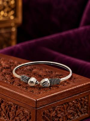German silver snakehead white stone adjustable kada bracelet 2