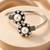 German silver oxidized floral motif white kada bracelet