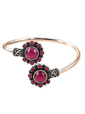 German silver oxidized floral motif wine kada bracelet 4