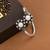 German silver oxidized floral motif white kada bracelet