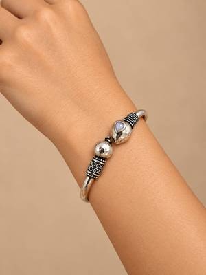 German silver snakehead white stone adjustable kada bracelet 4