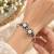 German silver oxidized floral motif white kada bracelet