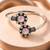 German silver oxidized floral motif pink kada bracelet