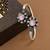 German silver oxidized floral motif pink kada bracelet