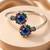 German silver oxidized floral motif multi kada bracelet