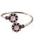 German silver oxidized floral motif pink kada bracelet