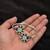 German silver oxidized floral motif mint kada bracelet