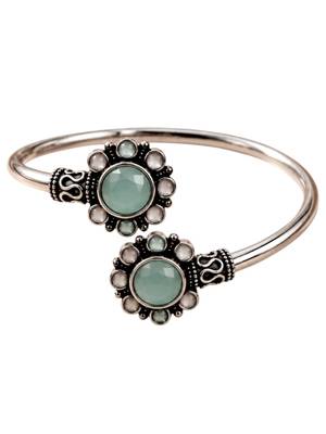 German silver oxidized floral motif mint kada bracelet 4
