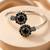 German silver oxidized floral motif black kada bracelet