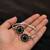 German silver oxidized floral motif black kada bracelet
