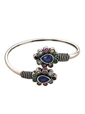 German silver oxidized multi teardrop kada bracelet 1