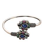 German silver oxidized multi teardrop kada bracelet