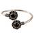 German silver oxidized floral motif black kada bracelet
