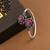 German silver oxidized floral motif red green kada bracelet