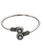 German silver oxidized floral motif white kada bracelet