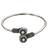 German silver oxidized floral motif white kada bracelet