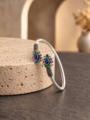 German silver oxidized multi teardrop kada bracelet 3