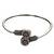 German silver oxidized floral motif red ruby kada bracelet