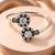 German silver oxidized floral motif clear kada bracelet