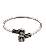 German silver oxidized floral motif pink kada bracelet