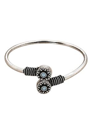 German silver oxidized floral motif mint kada bracelet 1