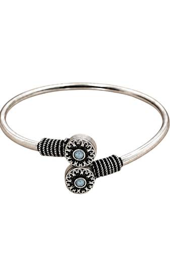 German silver oxidized floral motif mint kada bracelet
