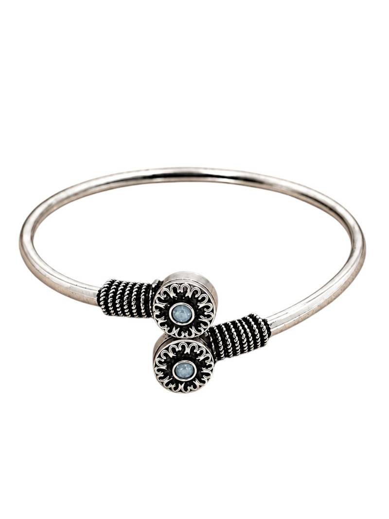 German silver oxidized floral motif mint kada bracelet