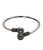 German silver oxidized floral motif clear kada bracelet